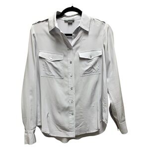 Vince silk light silver gray button down blouse. size X-Small